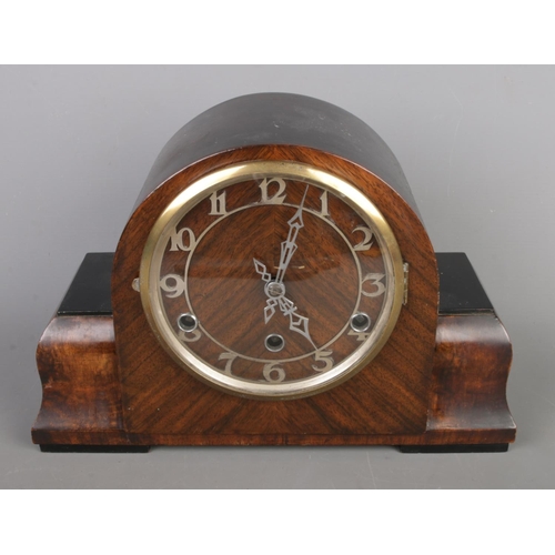 20 - A vintage Weathermaster barometer with a British made Westminster mantle clock.