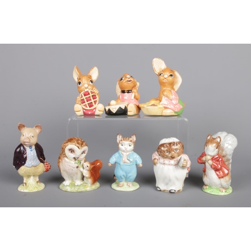 36 - Five vintage Beswick Beatrix Potter figures and three Pendelfin figures, to include: Pigling Bland, ... 