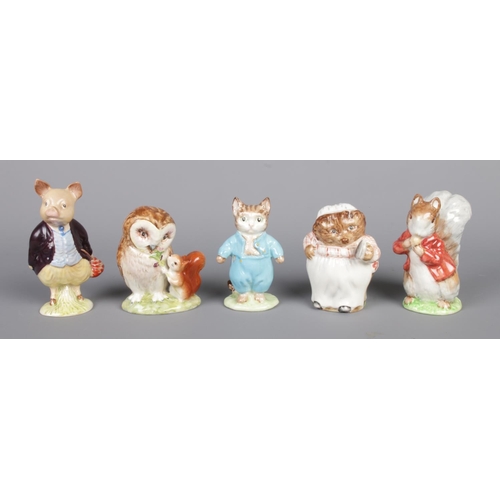 36 - Five vintage Beswick Beatrix Potter figures and three Pendelfin figures, to include: Pigling Bland, ... 