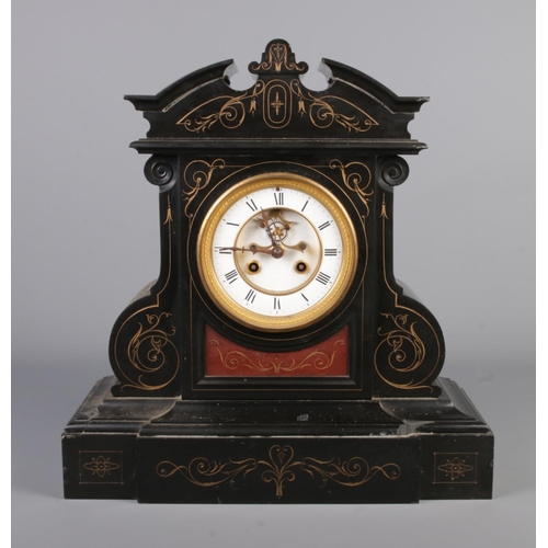 66 - A substantial slate 8 day mantel clock with gilt dial.

42x40cm