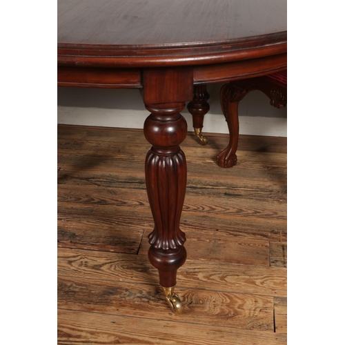 459 - A substantial mahogany ball and claw dining table with two additional leaves and set of ten chairs i... 