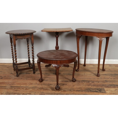 460 - An assortment of occasional tables including barley twist and ball and claw example