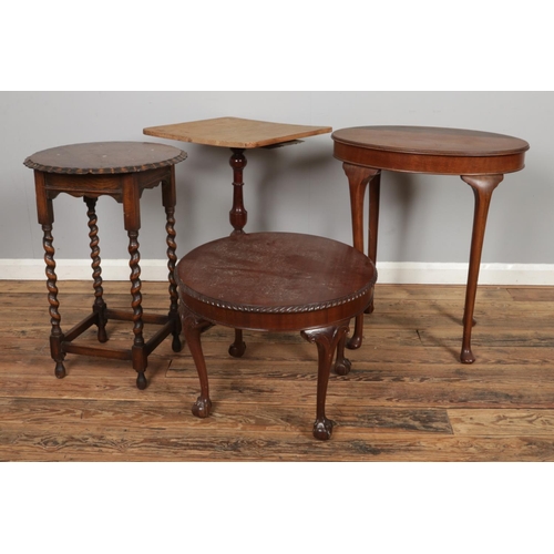 460 - An assortment of occasional tables including barley twist and ball and claw example