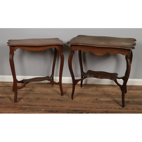 461 - Two mahogany occasional/window tables each having two tiers.