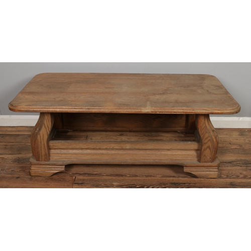 463 - A large oak coffee table with another mahogany example.

Oak coffee table measurements
Hx51cm
Wx135c... 