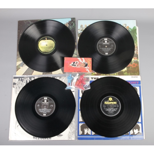 10 - The Beatles unopened Emirober 'Beatlemania' figure pack along with four vinyl LP records to include ... 