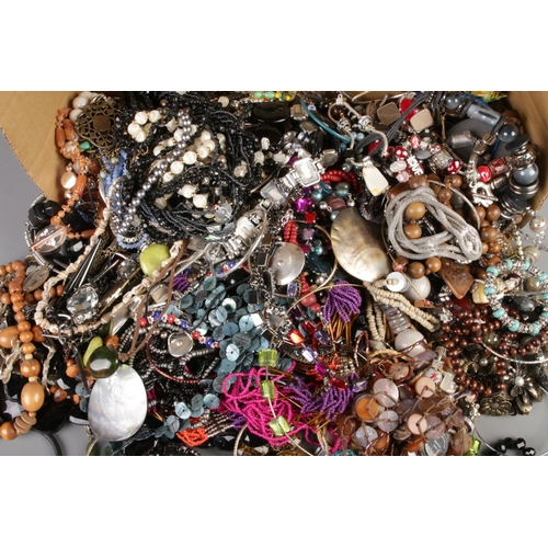 102 - A large box of costume jewellery including necklaces, bracelets, bangles etc