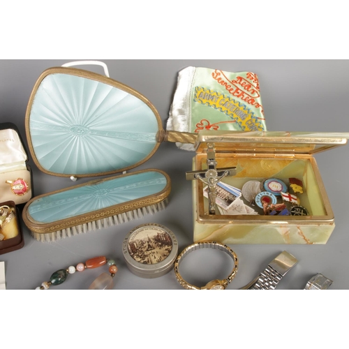 52 - A mixed collection of vintage costume jewellery, quartz watches and pen knives, including necklaces,... 