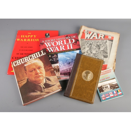 80 - A small collection of books and magazines relating to the second world war including Churchill A Bio... 