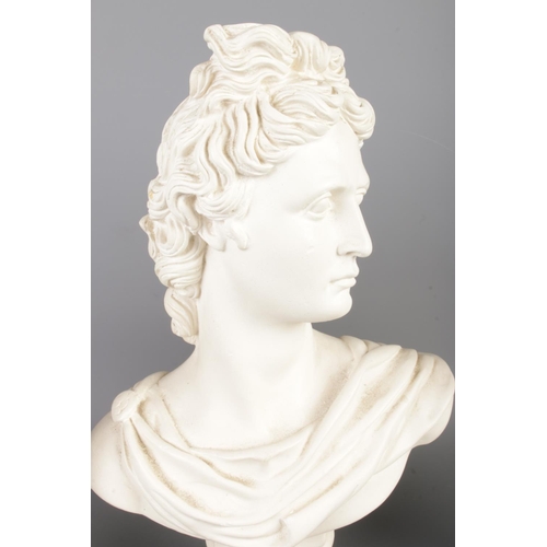 83 - A collection of three small busts to include ceramic Apollo, plaster R. Wagner and Napoleon Bonapart... 