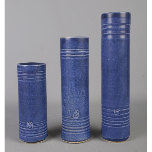 17 - Jane Hamlyn (Doncaster artist), a collection of studio pottery. Includes abstract vase and set of th... 