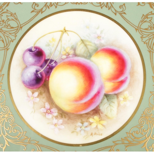 19 - A Royal Worcester cabinet plate. Having hand painted central panel depicting fruit, signed R Price. ... 