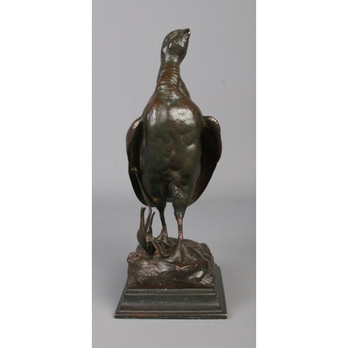 30 - Jules Moigniez (1835-1894), a bronze sculpture modelled as a grouse on naturalistic base. Signed. He... 