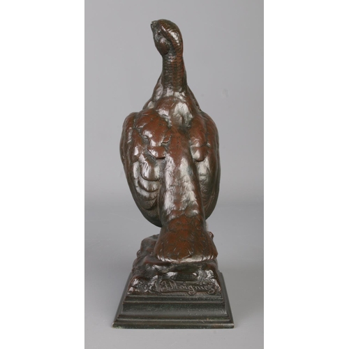 30 - Jules Moigniez (1835-1894), a bronze sculpture modelled as a grouse on naturalistic base. Signed. He... 