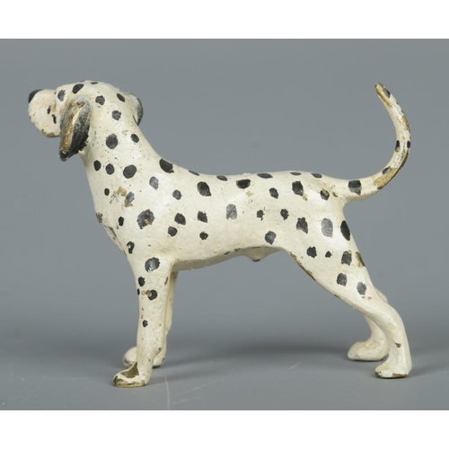 31 - A miniature cold painted bronze model of a Dalmatian dog. Stamped Austria to underside. Height 3.5cm... 