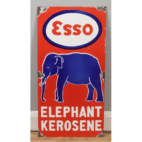 82 - An enamelled advertising sign for Esso Elephant Kerosene. 60cm x 30.5cm.