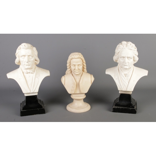 263 - Three vintage bust statues: Chopin (plaster marked 