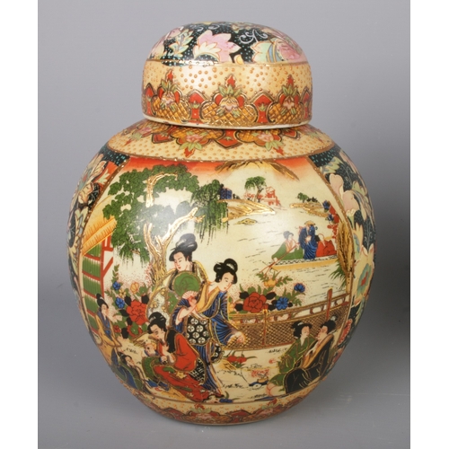 282 - A collection of Japanese Satsuma Ware, including vases and ginger jars, tallest 26cm.