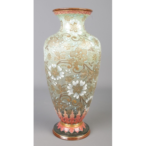 285 - A Doulton Lambeth Slaters patent vase. Height 31.5cm.