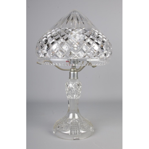 277 - A 20th century cut glass mushroom shaped lamp and shade