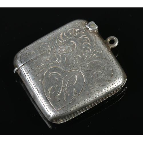 479 - An Edwardian silver vesta case assayed Birmingham 1911 Joseph Gloster Ltd.

22.32g