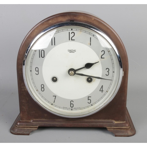 32 - Three vintage clocks, including Smith Enfield mantel clock, Slate quartz table clock and a Mauthe We... 