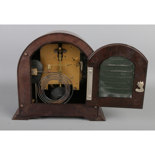 32 - Three vintage clocks, including Smith Enfield mantel clock, Slate quartz table clock and a Mauthe We... 