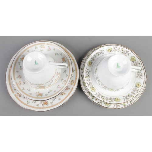 45 - Two sets of vintage Chinese tea cups & saucers for six, total 36 pieces.