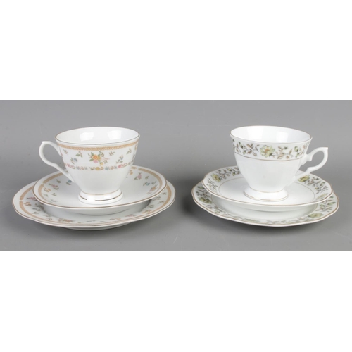 45 - Two sets of vintage Chinese tea cups & saucers for six, total 36 pieces.