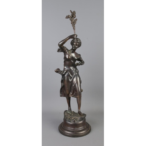 47 - After Victor Rousseau (1865-1954); two bronzed sculptures with lustre finish, depicting women in cla... 