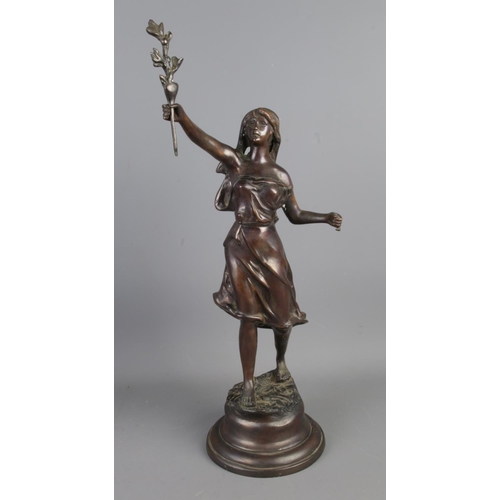 47 - After Victor Rousseau (1865-1954); two bronzed sculptures with lustre finish, depicting women in cla... 