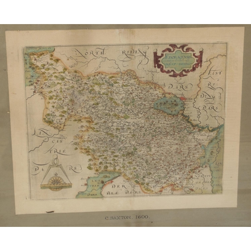 Two framed antique maps, West Riding of Yorkshire, size W46xH41cm and ...