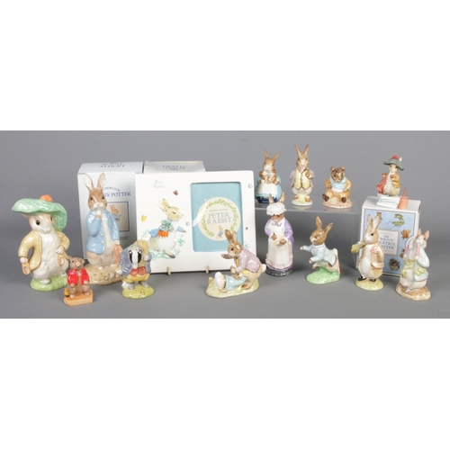 A collection of Peter Rabbit porcelain, including a photo frame ...