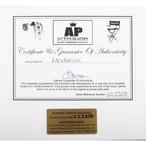 29 - A Madonna signed colour promotional photograph with Certificate of Authenticity. Approx. dimensions ... 