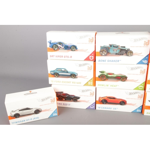 16 - Fourteen boxed Hotwheels ID series diecast cars to include Shark Hammer 2.0, Sting Rod II, '18 Camar... 