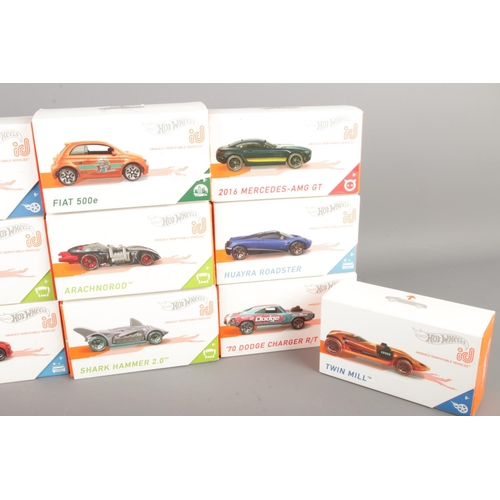 16 - Fourteen boxed Hotwheels ID series diecast cars to include Shark Hammer 2.0, Sting Rod II, '18 Camar... 