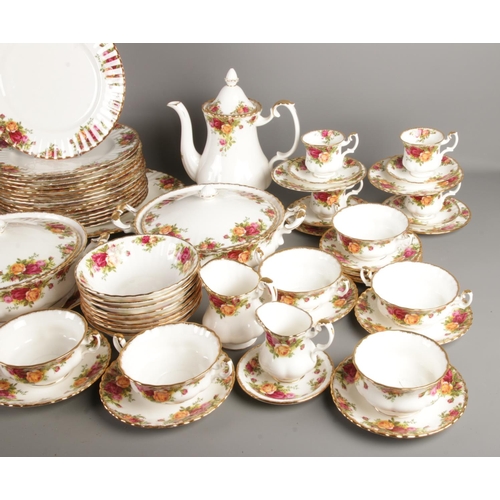 23 - A very large quantity of Royal Albert Old Country Roses dinnerwares. Containing three lidded tureens... 