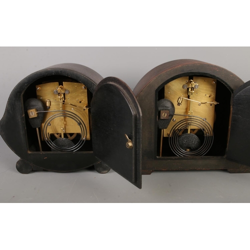 40 - Two wooden cased mantel clocks to include Smiths and Smith Enfield examples.
