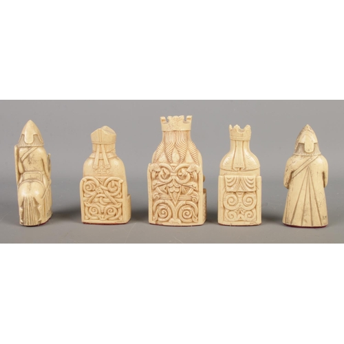 53 - A group of collectables, including five vintage coins, five British Museum BMPL replica Lewis chess ... 