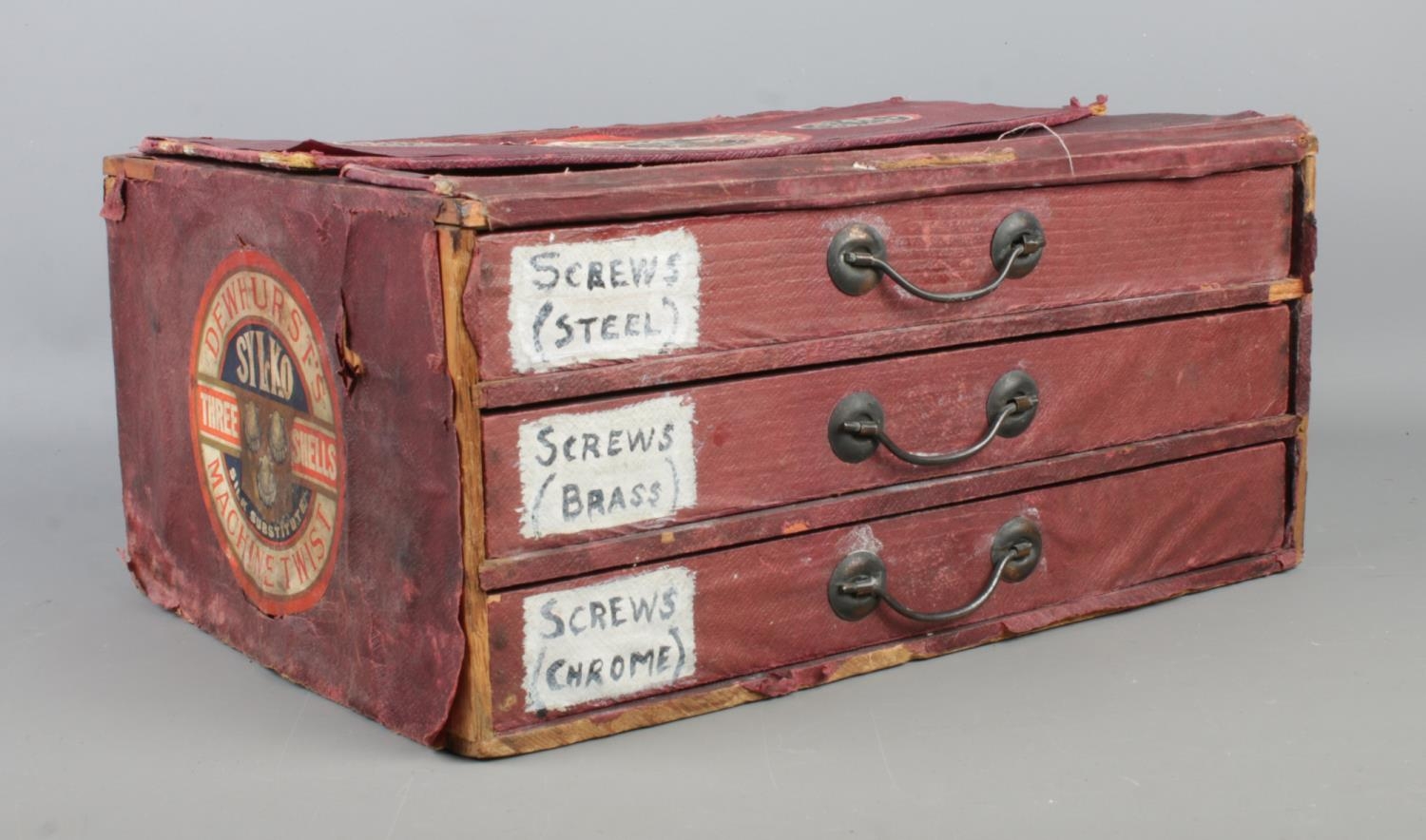 A vintage Dewhurst's Sylko card display box with three shelves, for ...
