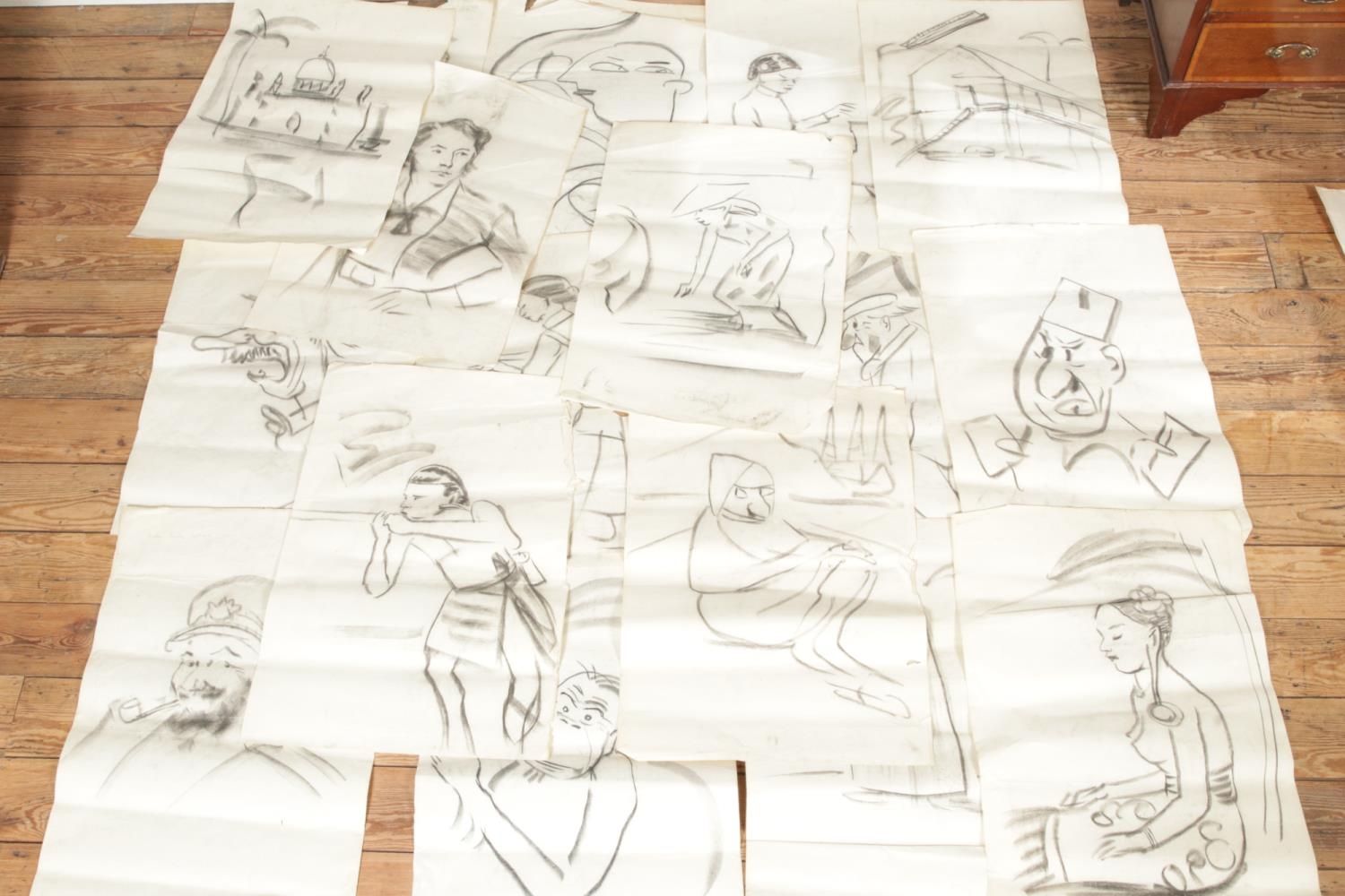 Harry Rutherford (1903-1985), a collection of sketches. Various themes ...