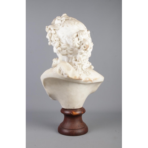 141 - Albert-Ernest Carrier-Belleuse (French, 1824-1887), a carved white marble bust of a bacchante, with ... 