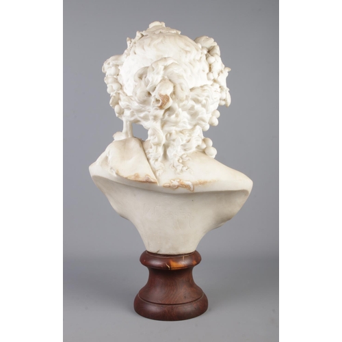 141 - Albert-Ernest Carrier-Belleuse (French, 1824-1887), a carved white marble bust of a bacchante, with ... 