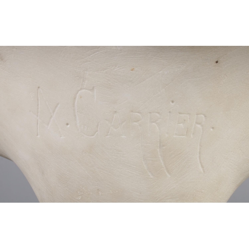 141 - Albert-Ernest Carrier-Belleuse (French, 1824-1887), a carved white marble bust of a bacchante, with ... 