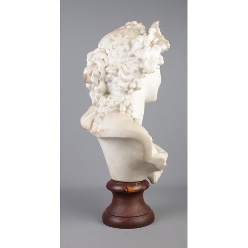 141 - Albert-Ernest Carrier-Belleuse (French, 1824-1887), a carved white marble bust of a bacchante, with ... 