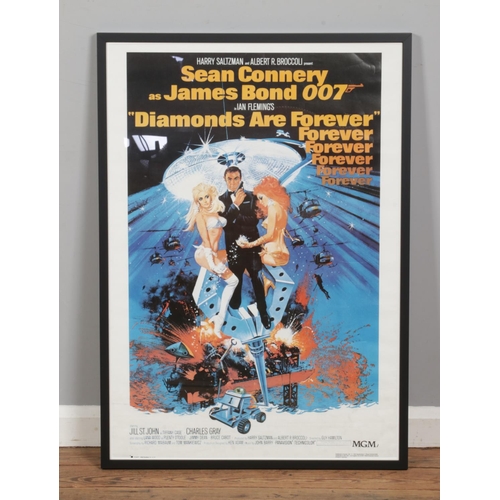 138 - A framed James Bond 007 Diamonds Are Forever poster. Distributed by AGI. 95cm x 66cm.