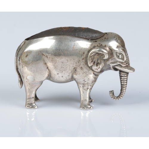 152 - An Edwardian silver pin cushion modelled as an elephant. Assayed Birmingham 1905 by Cornelius Desorm... 