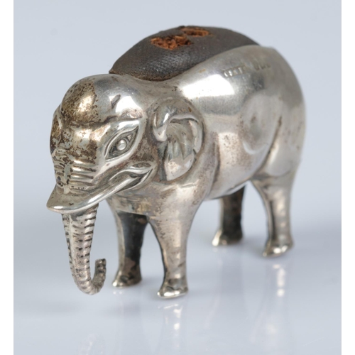 152 - An Edwardian silver pin cushion modelled as an elephant. Assayed Birmingham 1905 by Cornelius Desorm... 