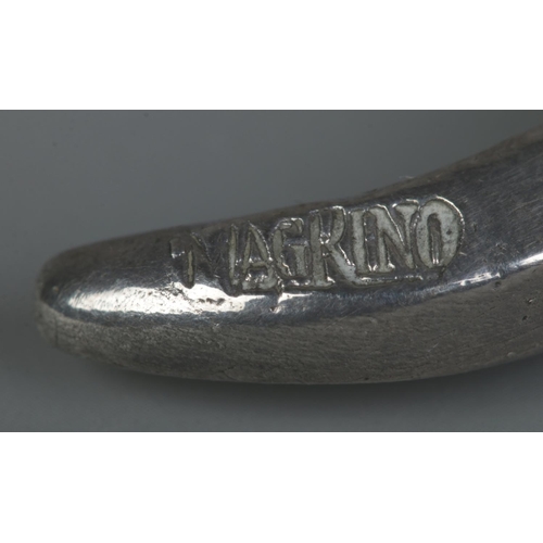 160 - Alessandro Magrino, two silver filled models, one of a fruiting cornucopia, the other of pomegranate... 