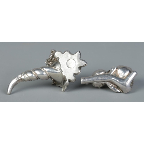 160 - Alessandro Magrino, two silver filled models, one of a fruiting cornucopia, the other of pomegranate... 